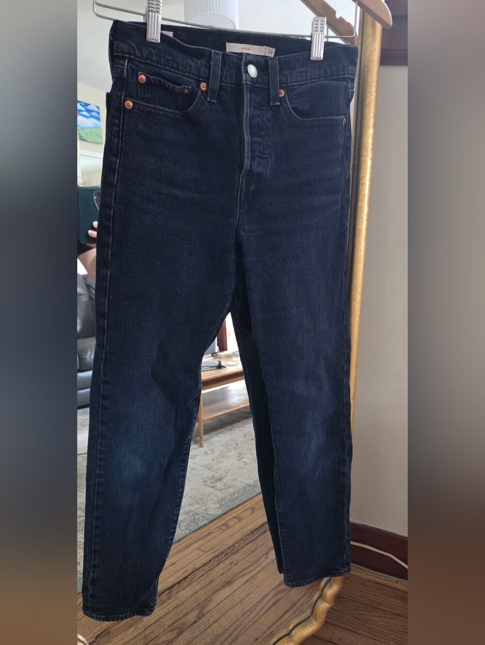 Vintage 90s Levi's Wedgie Faded Black Button Fly Jeans 24
